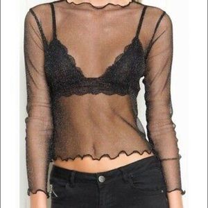 Sparkly Mesh Brandy Melville Long Sleeve